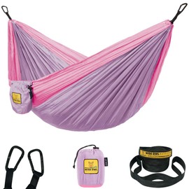 Wise Owl Outfitters Kids Hammock - Small Camping Hammock, Kids Camping Gear w/Tree Straps and Carabiners for Indoor/Outdoor Use, Kid Size Lavender & Pink