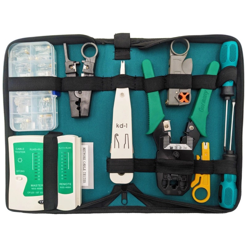 Electronix Express 9-in-1 Network Toolkit: RJ45 Ethernet Crimper, Krone PunchDown,