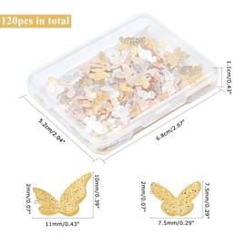 OLYCRAFT 120pcs Butterfly Resin Fillers 2-Style Alloy Epoxy Resin Supplies Butterfly Accessories Filling Charms for Jewelry Making - Golden & Rose Gold & Silver