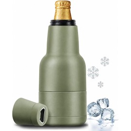 YRSENG Beer Gift for Men, Lightweight Modelo Beverage Beer Bottle Cooler w/Beer Opener - Double Walled Stainless Steel 12oz. Modelo Beer Bottle Insulator Holder(Sage Green)