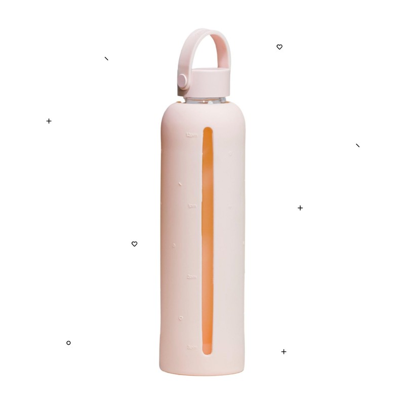 Healthish 25oz Glass Water Bottle with Time Markings – BPA-Free