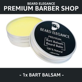 Beard Elegance Beard Care Set "Smooth-Style" Premium Beard Care Set Consisting of Men's Cosmetic Bag, Wooden Comb, Beard Balm, Round Brush in Silver Tin