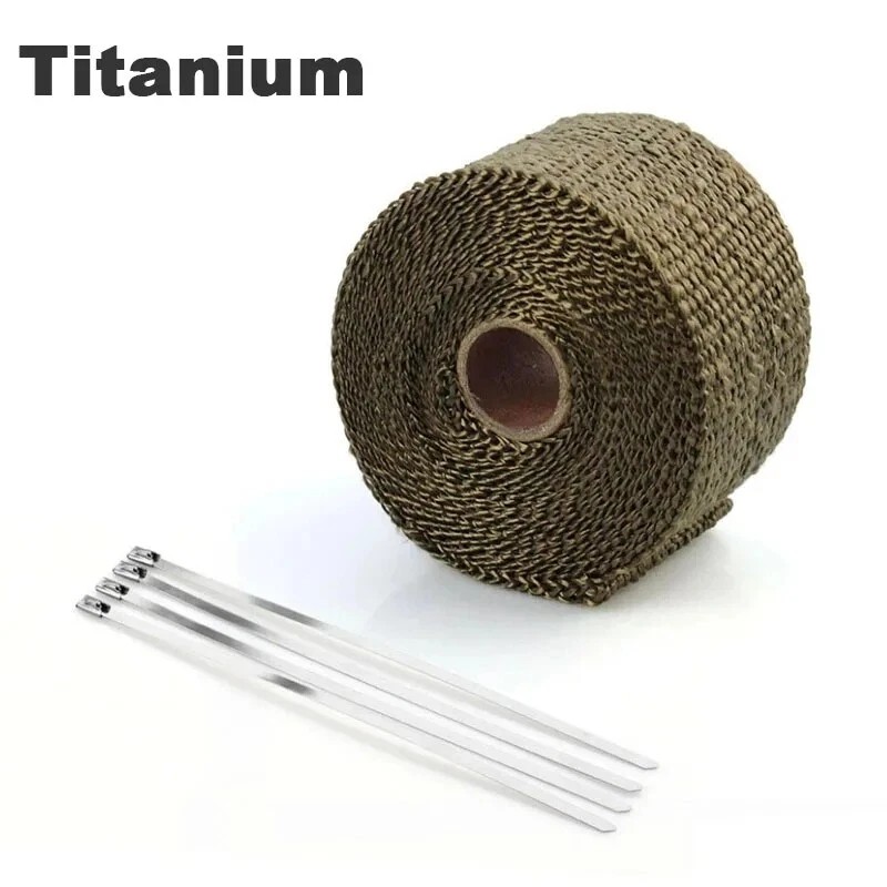 Unbranded Titanium 2" 10M Exhaust Header Heat Wrap Trap Motorcycle