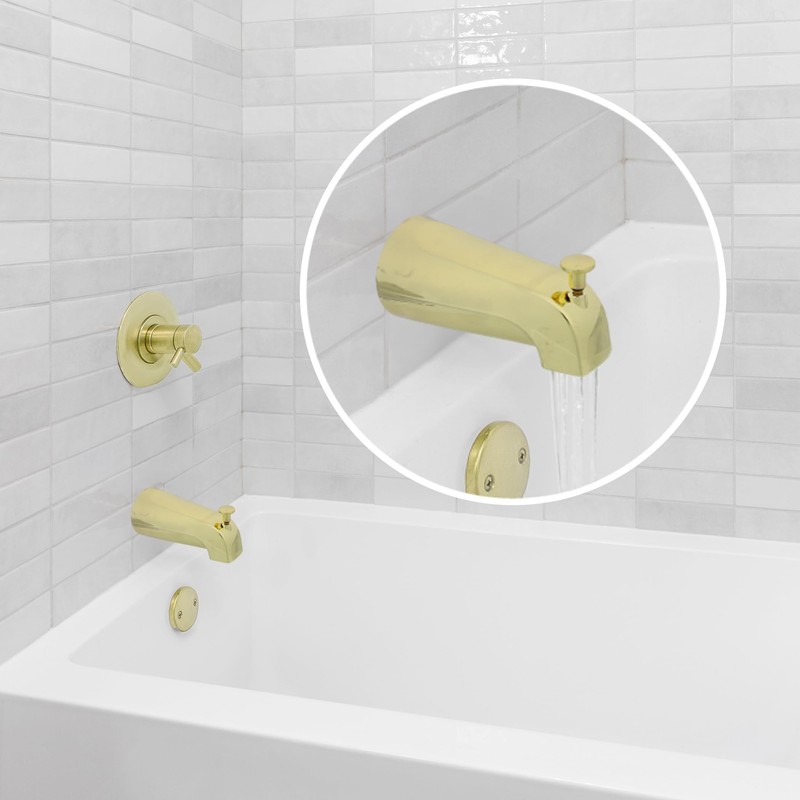 DANCO Universal Tub Spout with Diverter, Polished Brass, 1-Pack (89265)