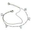 COOLSTEELANDBEYOND Tow-Row Anklet Bracelet Stainless Steel with Dangling Cubic Zirconia