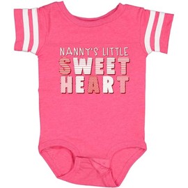 inktastic Nanny's Little Sweet Heart Baby Bodysuit 12 Months Football Pink and White 45b39