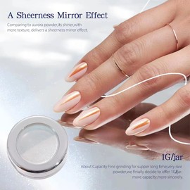 PrettyDiva Moonlight Chrome Nail Powder, Aurora Unichrome Mermaid Aurora Unicorn Chrome Nail Powder Pigment Pearlescent Nail Art Glitter Decoration