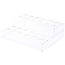 Plymor Clear Acrylic 2-Level Display Stand for 24 Round Lipstick Tubes, 3" H x 9.5" W x 7.5" D (2 Pack)