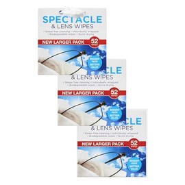 Lens & Spectacle Cleaning Wipes – 3 x 52 Wipe Packs (156 Total) – Streak-Free, Quick-Dry – with E-Ficci Thank You Card