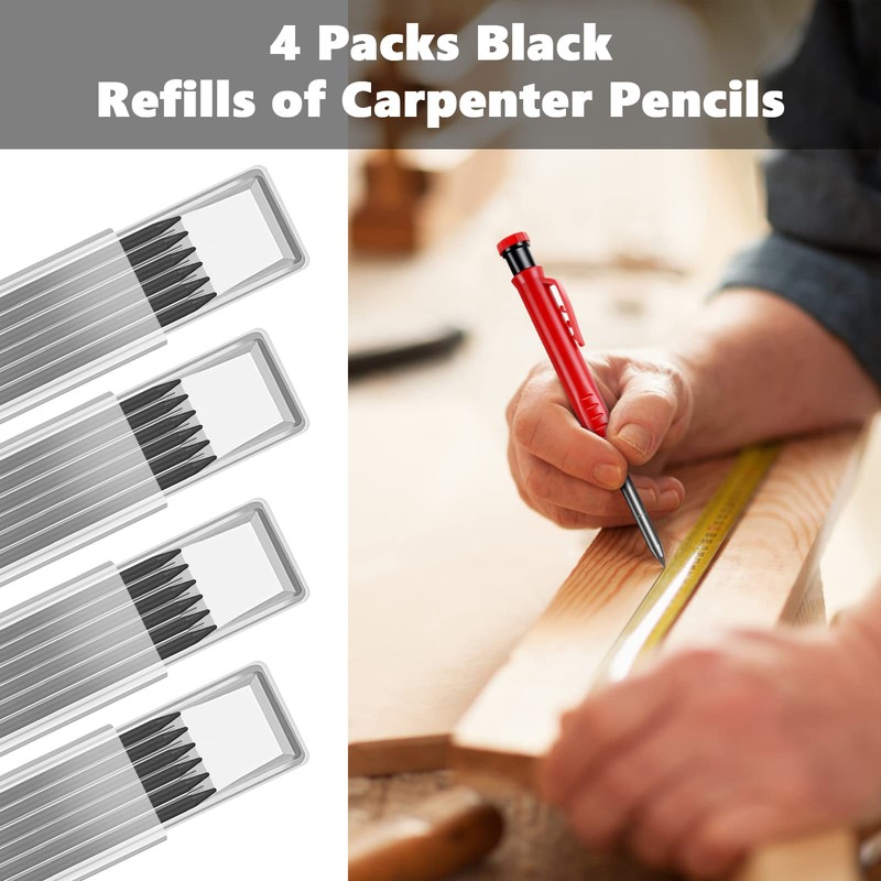 OSDUE 24 Pieces Solid Carpenter Pencil Refills,2.8mm Solid Deep Hole