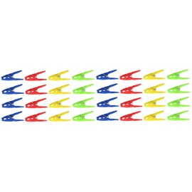 Set of 32 clothes pegs with wide surfaces on clip and handle for easy handling (colourful colours)