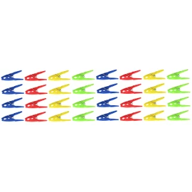 Set of 32 clothes pegs with wide surfaces on clip and handle for easy handling (colourful colours)