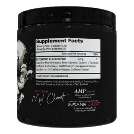 Pre Entreno Insane Labz Psychotic Black Serv Sabores Sabor Ponche Frutas
