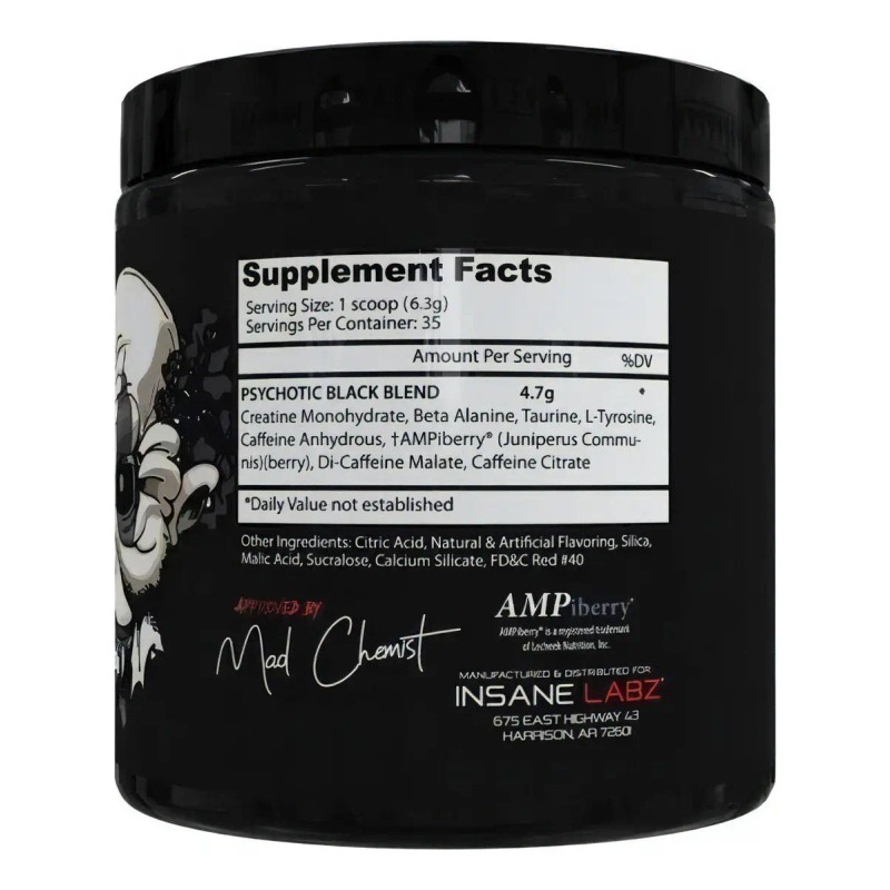 Pre Entreno Insane Labz Psychotic Black Serv Sabores Sabor Ponche