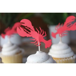 Lobster Cupcake Toppers - Beach Food Picks - Premium Handcrafted (Set of 12)