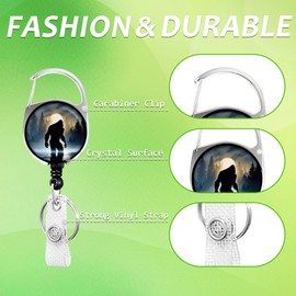 Bigfoot Badge Holder Reel Lanyard, Mountains Moon Forest ID Card Badge Holder Retractable Name Tag Clips, Funny Nurse Teacher Office Student Gifts