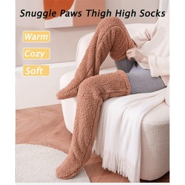 KYAOBEY Snugglepaws Sock Slippers, Snuggle Paws Thigh High Socks, Teddy Legs Long Socks Cozy Fuzzy Socks Soft Thick Warm Home (Pink)