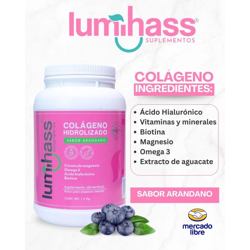 Colágeno Lumihass 1 Bote Sabor Arándano | Omega 3 +