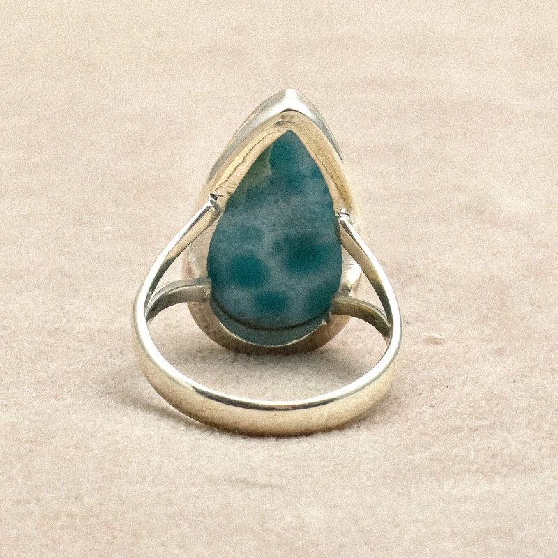 Silver Palace Natural Larimar Pear Shape Gemstone 925 Sterling Silver