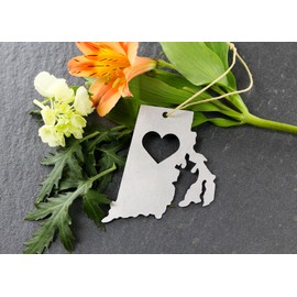 Iron Maid Art Love Rhode Island RI Christmas Ornament State Rustic Aluminum for Her Him Home Fall Decor Wedding Favor Thanksgiving