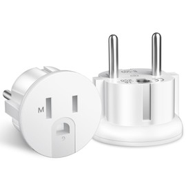 Travel Adaptor USA, 2 Pieces Travel Adapter USA to Europe, USA Adapter Socket Germany Plug, USA to DE Plug, USA to EU Socket, USA to DE Socket, European Plug, White
