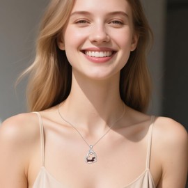 YAFEINI Dachshund Chain Sterling Silver Heart Dog Pendant Necklace Dachshund Jewellery Gift for Women