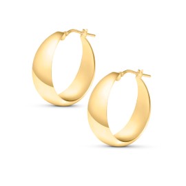Amberta Women Handmade 925 Sterling Silver Chunky Hoop Earrings: Thick Gold Hoop Earrings 25 mm