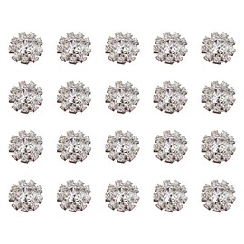 ccHuDE 20 Pcs 15mm Shiny Rhinestone Embellishments Craft Flatback Rhinestone Buttons Sparkle Flower Rhinestone Charms Faux Crystal Charms for DIY Clothes Shoes Hats