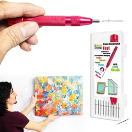 Quick Picture Hanging Tool Kit with Magnetic Handle & Level – Secure on Drywall/Wood Walls in Seconds – for Canvas, Photos, Wood Frames (40 Nails)