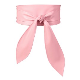 Panegy Leather Obi Belts for Women Vintage Plus Size Wide Waistband Wrap Belt Dress Cinch Belt Pink S-M