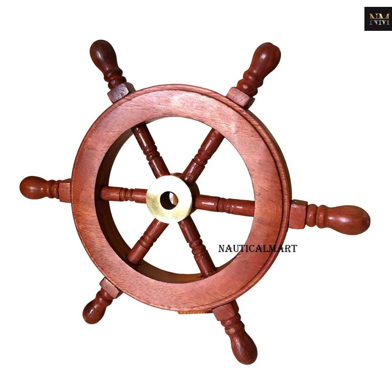 6 Ship Wheel - Wood and Brass by Nauticalmart
