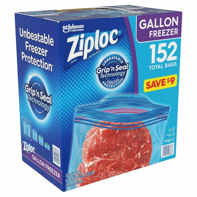 Ziploc Easy Open Tabs Freezer Gallon Bags, 152 Count (Pack
