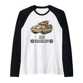 American Military Tank Vehicle IFV M2 Bradley Raglan Baseball Tee