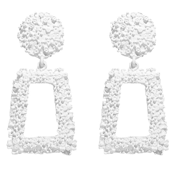 Gold Statement Geometric Dangle Earrings, Big Rectangle Drop Earrings for