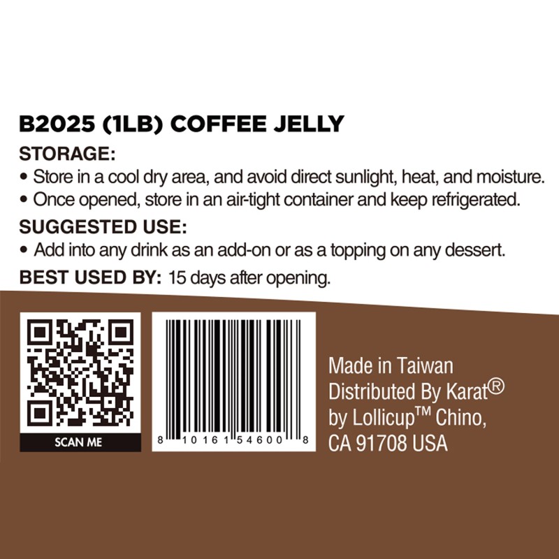 Tea Zone Coffee Jelly (B2025,1 lb) for Boba/Milk Tea or