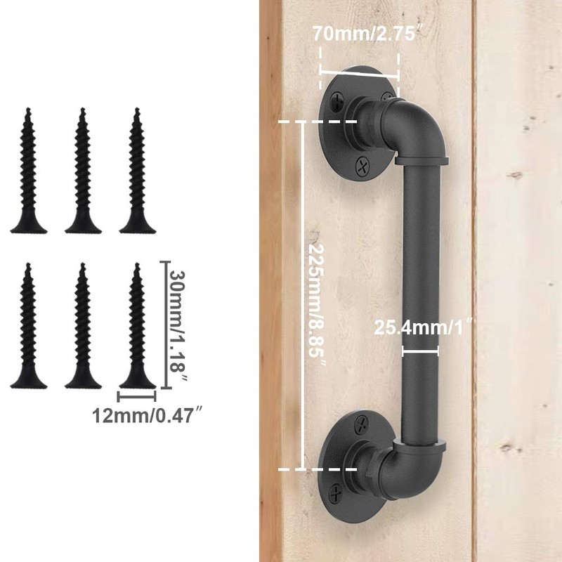 Retro Door Handle for Barn Door Furniture Fittings, Black Door