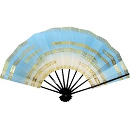Aidata Mai Fan, Japanese Dance Dance, Theater, Golden Kasumi, Blur, Black Lacquered Bamboo, blue (pale)