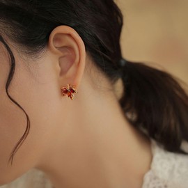 Fall Earrings for Women Dainty Sparkly Orange Red Maple Leaf Dangle Drop Stud Earrings Cute Maple Leaf Earrings Unique Thanksgiving Christmas Jewelry Accessories (A:Fall Stud Earrings)