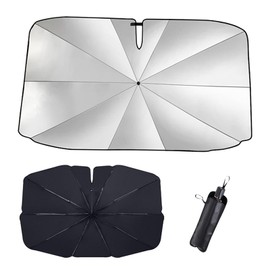 Sonnenschutz Auto Frontscheibe Sonnenschutz Auto Frontscheibe Innen Uv-Schutz Sonnenschirm 360° Drehbar Faltbar Auto-Sonnenschirm Neues Carbonfaser-Skelett, für Die Meisten Autos & Suvs(140 X 79cm)