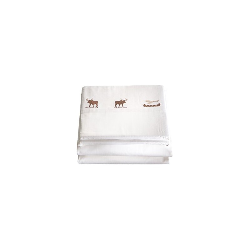 Carstens Embroidered Moose Sheet, Twin