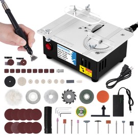 MXBAOHENG Updated Mini Multifunctional Table Saw with Cutting & Sanding Switch, Small Portable Hobby Table Saw for DIY Crafts, Model Making, Wood/Plastic/Acrylic Cutting, 96W 7-Speed Control