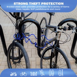 DocksLocks Anti Theft Steel Cable U-Lock, 25ft, Weatherproof, Cut Proof, Easy to Use, Lightweight