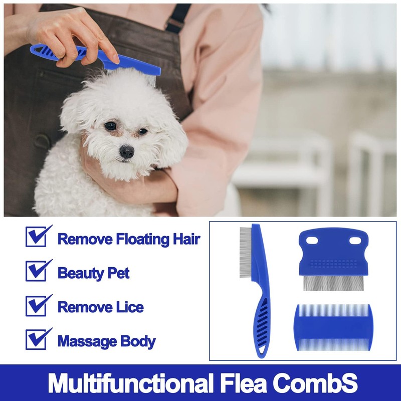 3 PCS Pet Flea Comb Set, Fine Teeth Cat Dog
