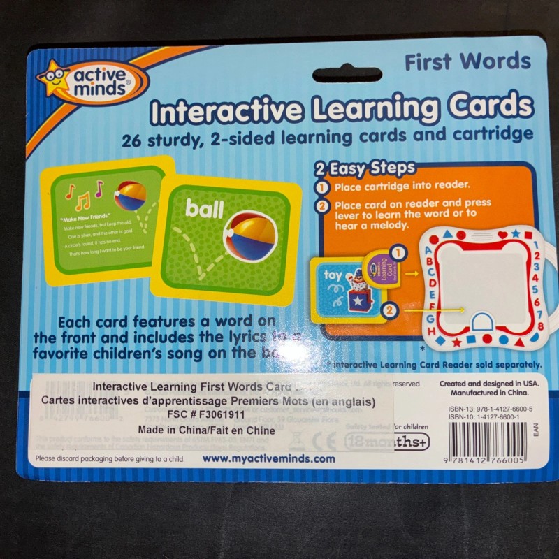 Active Minds Interactive Learning Cards First Words New