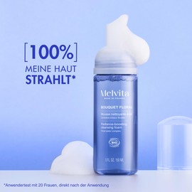 Melvita Mild Detoxifying Facial Cleansing Foam Enriched with Green Tea and Orange Blossom, Natural Skin Balance, Convenient Size 50 ml, Bouquet Floral Range