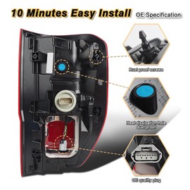 LED Tail Lights Compatible with 2019-2023 Ford Ranger XLT Lariat w/Blind Spot (Module NOT Included) Rear Brake Lamp Signal Assembly ‎Taillights Replace KB3Z13405G FO2800275 (Left Driver Side)