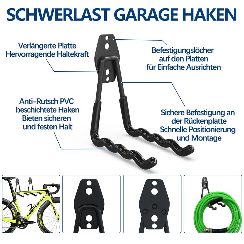 3-H Pack of 2 Wall Hooks, Garage Hooks, Heavy Duty
