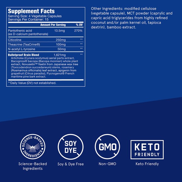 Smart Mode Nootropic, 60 Capsules, Bulletproof Keto Supplement with Bacopa