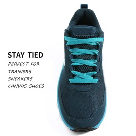 VSUDO 59 Inch Flat Turquoise Shoe Laces for Sneakers, Turquoise Shoelaces for Sneakers, Shoe Strings for Sneakers, Turquoise Replacements Sneakers Shoe Laces for Women or Men (2 Pairs-Turquoise-150CM)