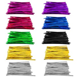 1000PCS 10cm Cable Ties, 8 Colors, Sealed Cable Ties Packaging, Metal Bow Ties, Suitable for Candy Bags, Party Supplies, Wrapping Gifts